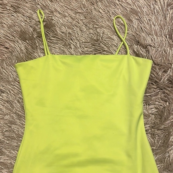 WINDSOR Yellow Spaghetti Strap‎ Lined Bodycon Mini Dress Size Small - Picture 2 of 9